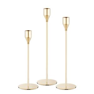 NLBTW Gold Taper Candle Holders, Set of 3 Metal Candlestick Holders for Candle Sticks Holder Decor, Ideal for Mantle Table Centerpiece, Weddings, Dining, Housewarming Gift & Anniversaries