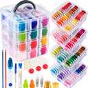 262 Pack Embroidery Thread Floss Kit Including 200 Colors 8 M/Pcs Cross Stitch Sewing Thread with Floss Bins and 62 Pcs Cross Stitch Tool,4-Tier Transparent Storage Box
