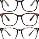 Yogo Vision Magnifying Glasses for Reading, High Magnification One Power Magnifier Readers (8.00)  3 Pack: Black, Grey Leopard, Brown Havana