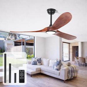 heimo 60 Inch Outdoor Ceiling Fan with Light and Remote, Wood Ceiling Fans with Lights Dimmable for Bedroom Living Dining Room Patios Garage Gazebo Farmhouse Big Dc Reversible Indoor Fan(Walnut)