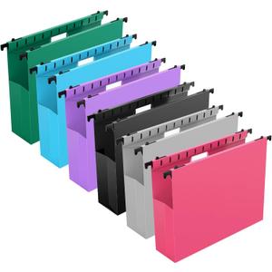Extra Capacity Plastic Hanging File Folders,12 Pack Reinforced Expanding Hang Folder Letter Size,Accordian Pocket,Heavy Duty 2 Inch Expansion,Hanging Folder Organizer for Office Home,Assorted Colors