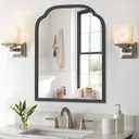 18X24 Inch Black Mirror for Wall with Metal Frame Rectangular Rounded Bathroom Vanity Mirror Anti-Rust, Hangs (Black 18" x 24")