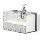 Wall-Mounted Acrylic Tissue Box with Crystal Glacier Texture, Waterproof Napkin Holder with Bunny Decor, No-Drill Bathroom Paper Dispenser for Sink & Vanity – 7''×5''×3.5''