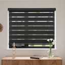 MYshade Cordless Zebra Blinds with Free-Stop Function - Dual Layer Light Filtering & Privacy Sheer Shades for Day and Night - Easy Install Window Shades for Home, Living Room, 45" W x 72" H,Black