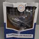 The Dreidel Company Traditional LED Electric Silver Metallic Hanukkah Menorah -Full Size 13 Inches High 3 AA Battery or USB Powered - Includes a Micro USB 4' Charging Cable