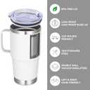 VEGOND 20 oz Tumbler Bulk with Handle Lid and Straw, Stainless Steel Insulated Travel Coffee Mug Set, Spill Proof Double Wall Metal Tumblers Cups, White 6 Pack