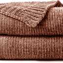 Chenille Throw Blanket for Couch, Cozy Soft Blanket Lightweight Decorative Throw for Living Room Sofa Chair, Stylish Home Decor, Ideal for Gifting, Brown 50"x60"