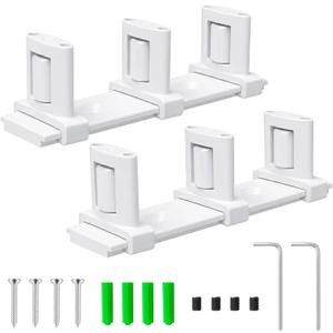IWIWE Bypass Door Guide, White Sliding Closet Door Floor Guide, Adjustable 3-Roller Bottom Mount for Bypass & Double Bypass Doors, Sliding Door Upgrade Kit (2 Pack)