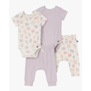 Modern Moments by Gerber baby-girls Viscose 4-pack Short-sleeve Bodysuit & Pant Set 6-9M