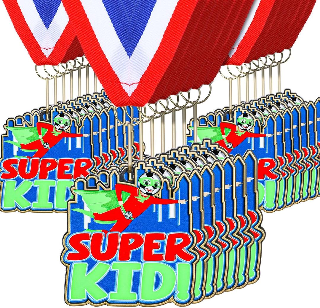 Quelay 20 Pieces Soccer Award Medal Bulk with Neck Ribbons for Adults 2.36 Inch Football Trophy Medal Trophies Gift Soccer Team Competitions Prizes Awards Party Favors Metal