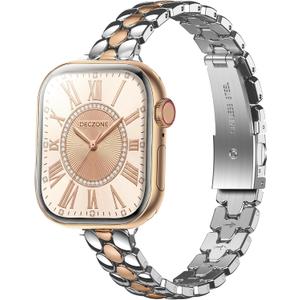 Narrow Metal Band Compatible with Apple Watch Bands 38mm 40mm 41mm 42mm 44mm 45mm 46mm 49mm, iwatch Thin Stainless Steel Bands Series 11 10 9 8 7 6 5 4 3 2 1 SE Ultra for Women (Silver Rose Gold)