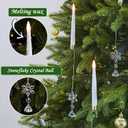 FREEPOWER 12PCS Flameless Christmas Tree Candles with RemoteBattery Operated Flickering Candles Christmas Tree Lights,LED Taper Candle for Home Parties Birthday Gift with Snowflake Hook (White)