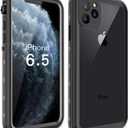 iPhone 11 Pro Max Waterproof Rugged Case - Slim Design with Built-in Screen Protector, Shockproof, 6.5" (Black&Gray)