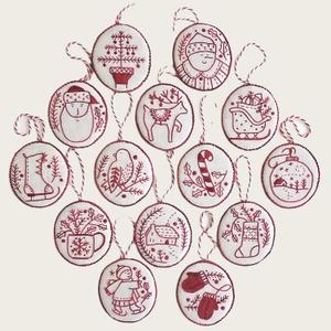 liqiaofang Jolly and Bright Hand Embroidery Christmas Ornaments Kit with DIY Material Package for Beginners Adults, Christmas 3D Novice Embroidery Needlepoint Starter Kit (A)