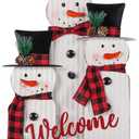 Christmas Decorations for Home Farmhouse Snowman Decoration Pinecones Merry Christmas Sign Iron Wooden Decorative Block Rustic Tabletop Xmas Party Holiday Dcor Indoor Outdoor