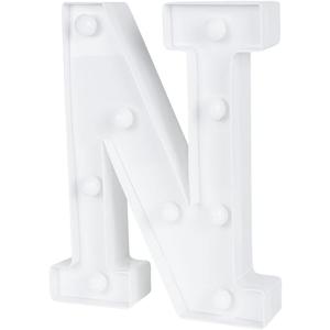 Restaurantware Illumify 6.6 x 1.2 x 8.7 Inch Light Up Letter 1 Durable Marquee LED Light - Letter N Touchproof White Plastic Party Light Keyhole Slot For Parties Weddings Or Special Events