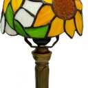 BMXKPO Tiffany Style Table Lamp,Sunflower Stained Glass Lamp,6 Inch Small Antique Bedside Lamp, for Bedroom Living Room Home,Included Dimmable LED Bulb 8W