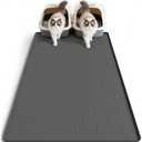 Pieviev Silicone Cat Litter Trapping Mat, 40''x28'' Extra Large Cat Litter Mat, Easy to Clean & Soft on Kitty Paws, Waterproof Kitty Litter Pads for Indoor Cats, Dark Gray