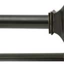 Kenney KN85064 Mission Step Square End Standard Decorative Window Double Curtain Rod, 66-120" Adjustable Length, Oil Rubbed Bronze Finish, 1" Diameter Steel Tube