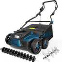 TIECTOWN 2026 Upgrade 16-Inch 15.5 Amp 2-in-1 Electric Dethatcher and Scarifier with 14.5-Gallon Collection Bag, Lawn Dethatcher with 5-Position Depth Adjustment, Keeps Lawn Healthy - Blue