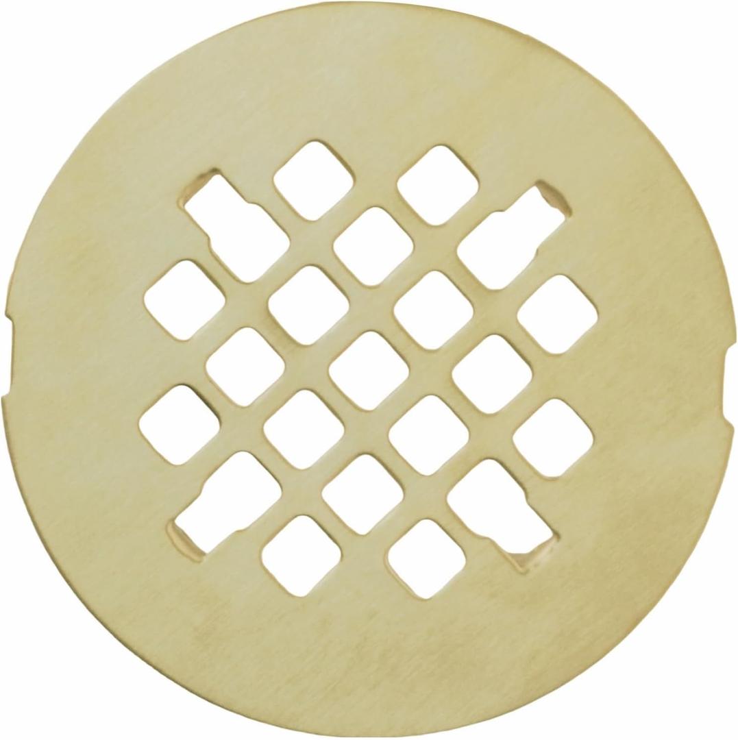 Gold Brushed Snap-in Shower Drain Cover Replacement, Welsan Stainless Steel 4-1/4" OD Round Shower Strainer Grid Easy to Install