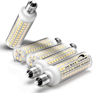 E11 Led Bulbs 120V 100W Halogen Candelabra Bulbs Equiva Dimmable,T3 T4 Mini Base JDE11 Bulb,6000K Daylight Cool White 10W 1000LM E11 for Chandeliers,Candelabra,Ceiling Fan ,Cabinet Lighting,5Pack (E11, 6000k Daylight White)