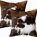 TOMWISH Pack of 2 Throw Pillow Covers Christmas Cowhide Printing Western 18x18 Pillow Cover,Decorative Throw Pillows Cushion Covers for Home Living Room Sofa Bedroom