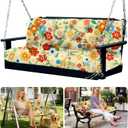 Porch Swing Cushions 3 Seater Replacement Thicken 5" Waterproof & Fade Resistant Swing Cushions for Outdoor Furniture Bench Patio Swing Cushion with Backrest & Ties(Color Floral 60x40x5inch)