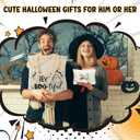 Paterr 4 Pcs Halloween Boo Basket Gift Spooky Tote Bag Keychain Cosmetic Bag Pumpkin Bracelets Ghost Love Boo Gifts for Women (Beige)