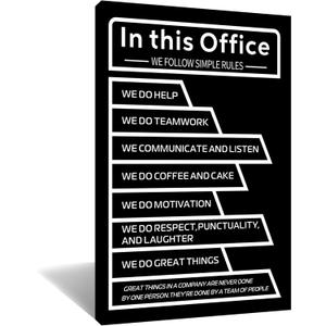 Motivational Teamwork Wall Art In This Office We Do Teamwork Canvas Print Inspirational Entrepreneur Quotes Painting Poster for Modern Home Office Decoration Artwork Ready to Hang [24''Wx36''H]