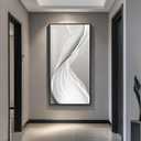 Large Framed Modern Abstract Vertical Wall Art for Living Room, Bright Style Luxury Prints Paintings Artwork for Walls, Minimalist Silver Gray Pictures for Hallway Entryway Foyer Stair Office Wall Decor 30x60 In (Flowing Elegance)