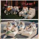 6 Pcs Inflatable Chairs for Adults, Blow up Couch with Electric Air Pump, Inflatable Chairs for Movie Night Flocking Portable Blow up Furniture Beanbag Sofa for Living Room Party (Beige)