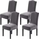 H.VERSAILTEX Velvet Dining Chair Covers Stretch Chair Covers for Dining Room Set of 4 Parson Chair Slipcovers Chair Protectors Covers Dining, Soft Thick Solid Velvet Fabric Washable, Grey