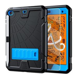 TSQQST iPad mini 5/4 Case for Kids | iPad mini 5th Generation Case with Glass Screen Protector+Stand+Pencil Holder | Full Body Drop Proof Case for iPad mini 5th/4th Gen 7.9", Blue Black