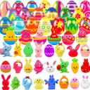 24 Pack Prefilled Easter Eggs with Squishy Toys Inside Bright Colorful Easter Eggs with Fidget Toys Great for Kids Girls Boys Easter Basket Stuffers Eggs Fillers Party Favors Gifts