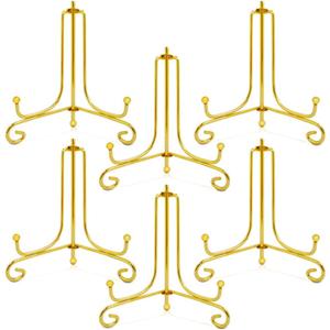 6 Pcs Gold Display Stand,Sonku 4 Inch Iron Display,Photo Holder Stand,Decorative Plates,Displays Picture Frames,Artworks