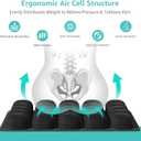 Inflatable Travel Seat Cushion for Airplane - Portable Air Pad with Built-in Pump for Long Haul Flight Essentials - Ergonomic Tailbone & Sciatica Pain Relief, Non-Slip, 15.7x15.7, Black