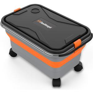 Glide CB 55 Collapsible Bucket 5.5 Gallon for Car Washing with Wheels, Handle, Drain Plug and Water Outlet, Foldable Multi-Use for Mop Cleaning, Camping, RV, Pet Bathing and Laundry