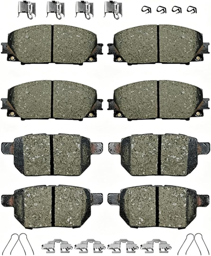D1184 D1423 8pcs Front Rear Ceramic Brake Pads With Clips Fit For 2011-2017 Lexus CT200h,For 2010-2022 Toyota Prius,For 2012-2013 Prius Plug-In,For 2017-2019 Prius Prime,For 2020-2022 Corolla