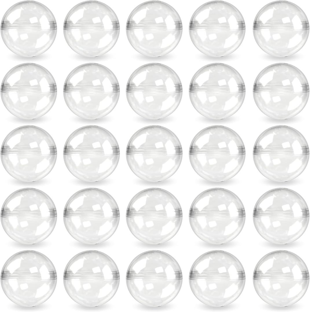 Capsule Vending Machine Round 50 pcs 1.1 inch (28mm) - Gumball Machine Capsules Bulk Clear Container - Easter Basket Stuffers Birthday Gifts Pinata Stuffers DIY Craft Supplies - Clear Capsules Empty