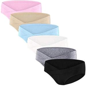 Angelhood 6 Pack Womens Cotton Maternity Underwear,Healthy Maternity Pregnancy Panties Postpartum Mother Under Bump Underwear (XX-Large)