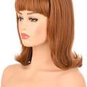 morvally Light Brown Women Retro Beehive Synthetic Hair Wigs for Ginger Cosplay Halloween Use