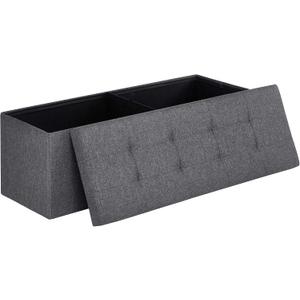 SONGMICS MAZIE Collection - 43 Inches Folding Storage Ottoman Bench, Ottoman Foot Rest, End of Bed Bench, Storage Chest, Load 660 lb, for Living Room, Bedroom, Entryway, Dark Gray ULSF77K, 15"D x 43"W x 15"H