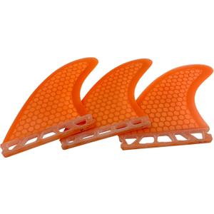 UP SURF Surfboard Tri Fin Single Tab M Size Fiberglass+Honeycomb Surfboard Fin G5 Thruster Set(White/Blue/Orange)