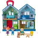 CoComelon Deluxe Family House Playset with Music and Sounds - Includes JJ, Family, Friends, Shark Potty, Crib, Sofa, Chair, High Chair, Dining Room Table, Fridge, Activity Sheet 