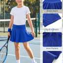 Girl's Tennis Skirts Built in Shorts Athletic Pleated Skirt Flowy Skort with Pockets for Kids 8-18 Years (Blue)