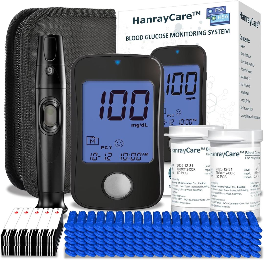 TD-4125 Superior to Most Blood Glucose Monitor Kit-No Coding, 100 Test Strips &Lancets, Accurate&Easy to Use, Larger Backlight Screen, Patented 2+2 Bio-Tech,Diabetes Testing Kit for Seniors
