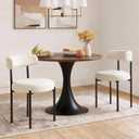 Dining Chairs Set of 2, Boucle Upholstered Modern Mid Century Round Kitchen Chairs with Curved Backrest & Metal Legs for Vanity, Living Room (White-1), 21.85" W X 21.26" D X 30.31" H