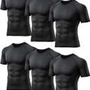 TELALEO 6 Pack Men's Compression Shirt Short Sleeve Athletic Baselayer Sports T Shirts Workout Tops for Men Black White Small, Only4