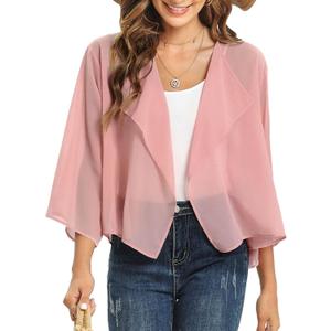 Womens Summer Tops Short Shrugs Kimono Cardigans Casual Chiffon Bolero Jackets 2026, M